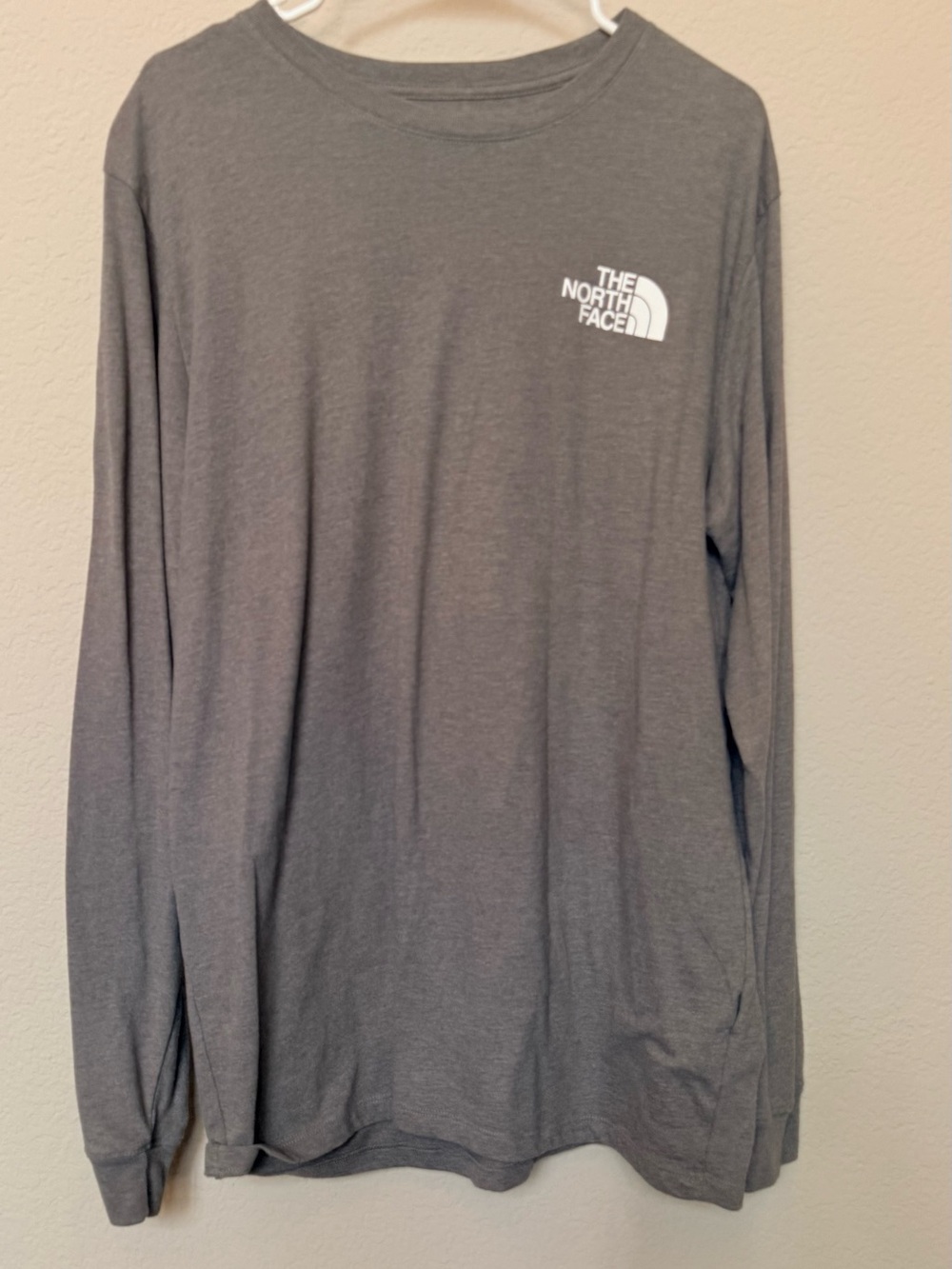 The North Face Long Sleeve Crew Tee - Gray with White Logo